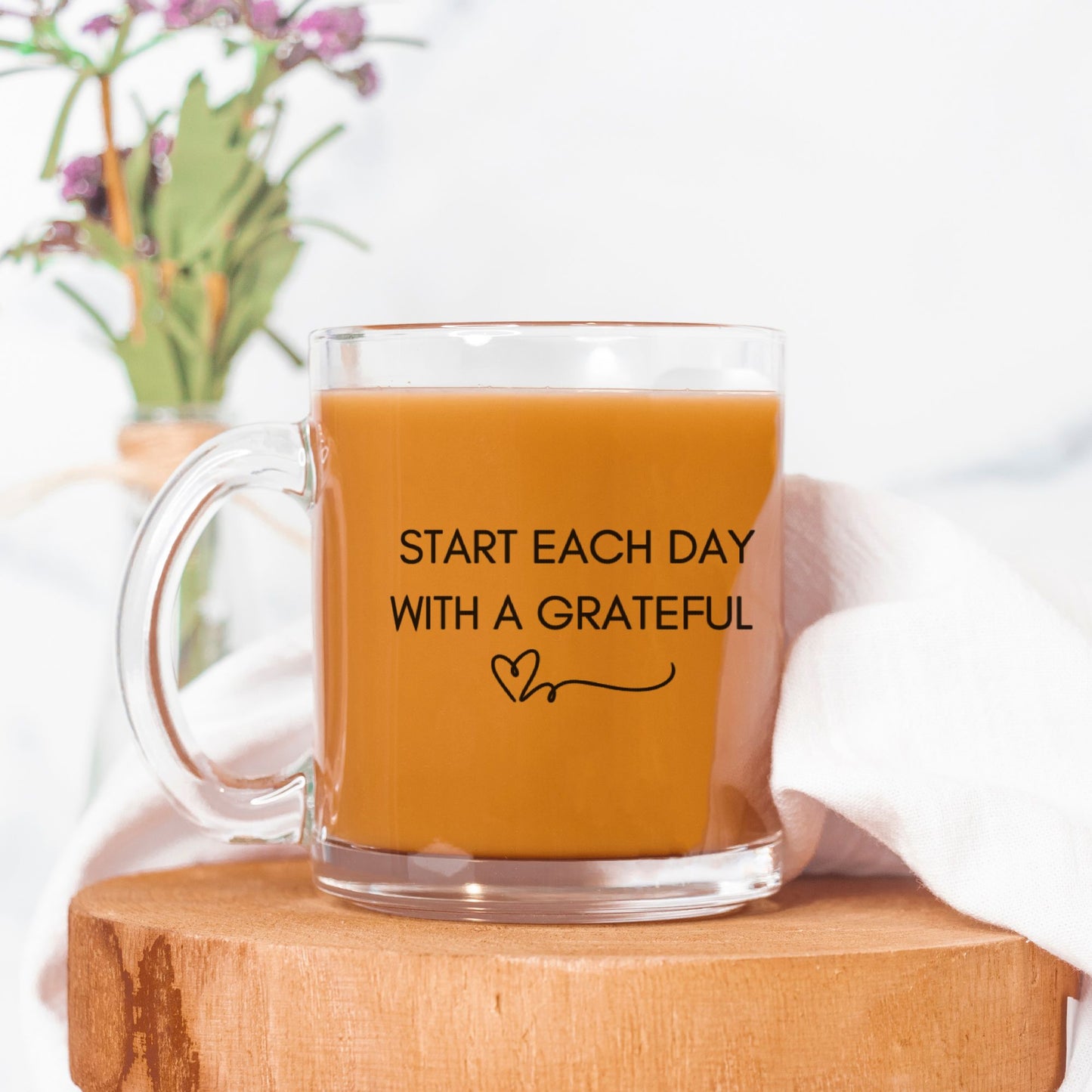 Grateful Heart Glass Mug