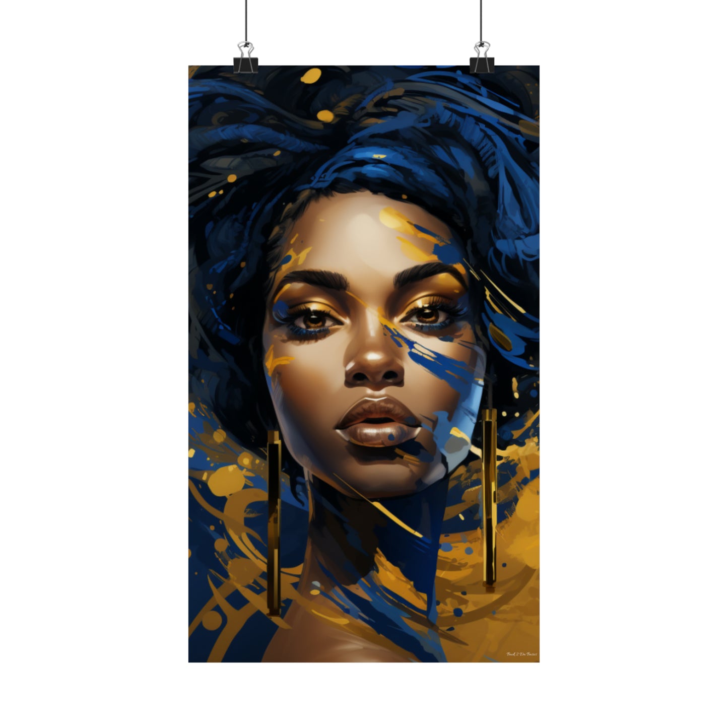 Stunning In Blue and Gold Black Woman Vertical Poster