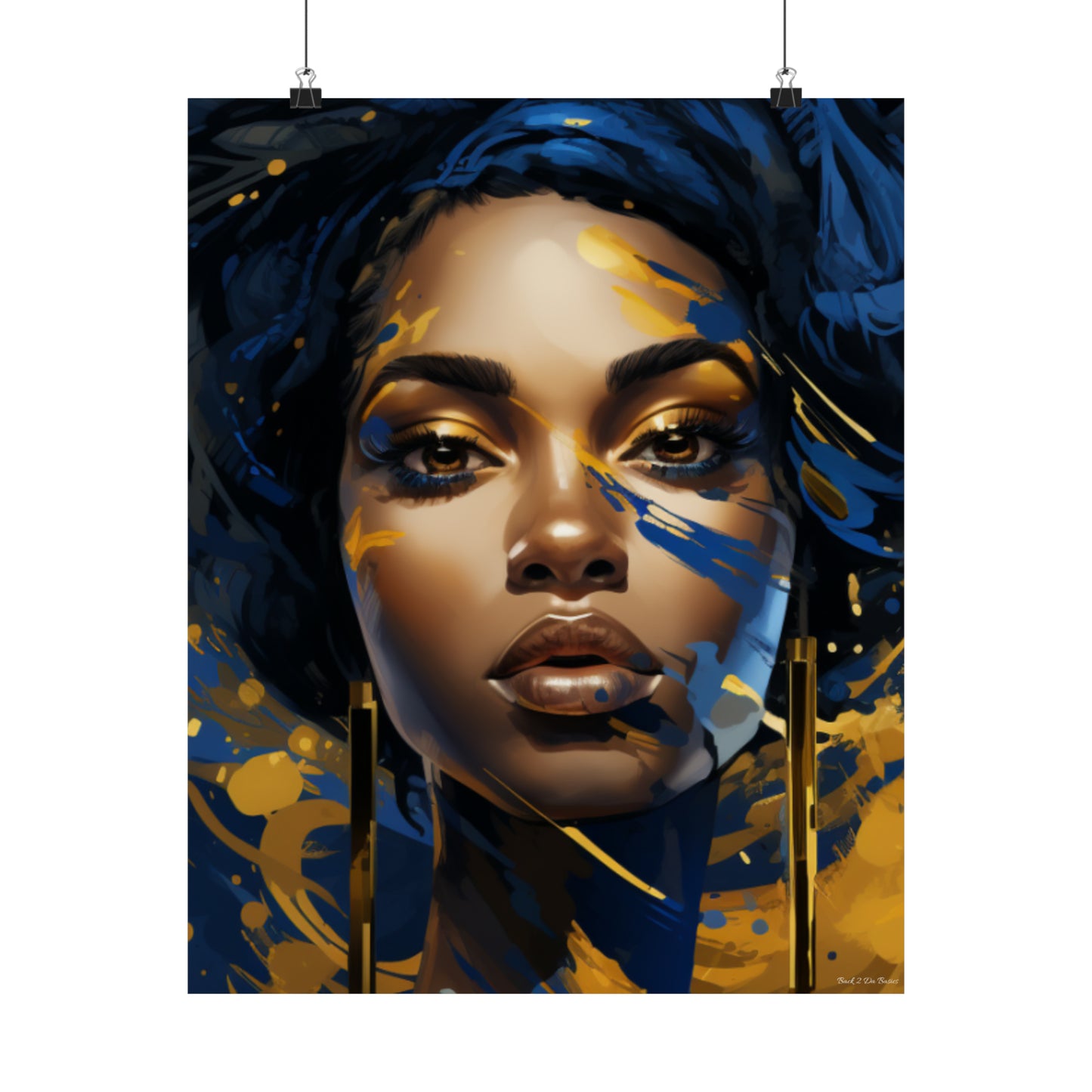 Stunning In Blue and Gold Black Woman Vertical Poster