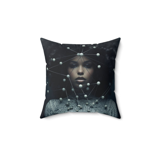 Futuristic Warrior Queen Spun Polyester Square Pillow