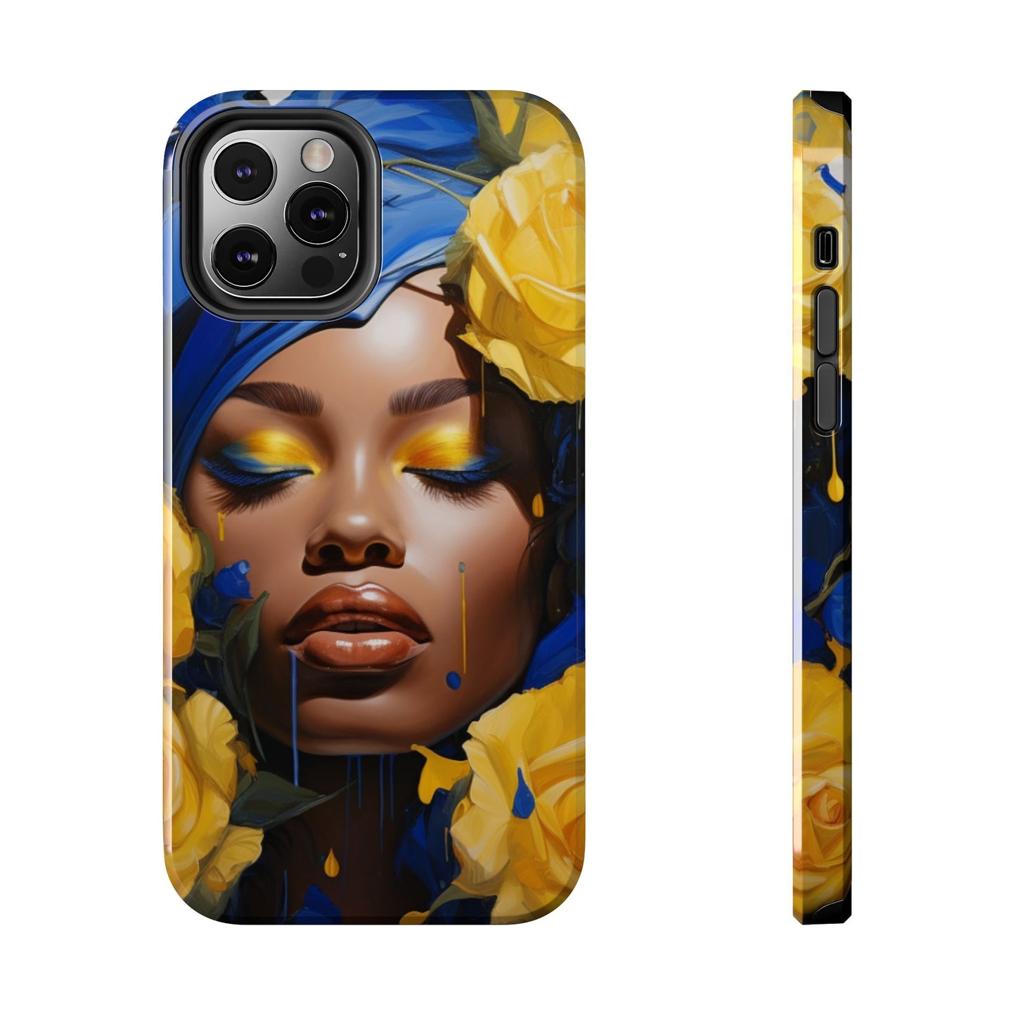 Stunning in Blue and Gold Beautiful Black Woman Tough Phone Case