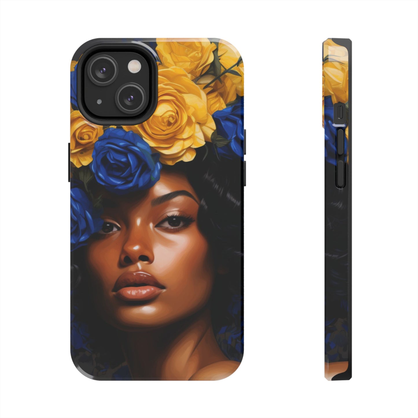 Stunning in Blue and Gold Beautiful Black Woman Tough Phone Case