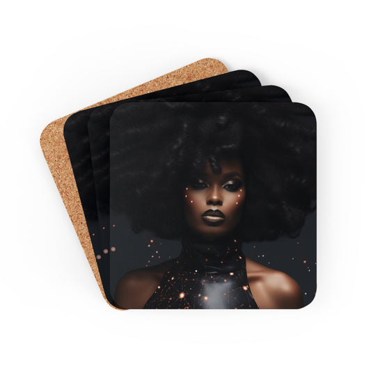 Futuristic Radiant Queen Corkwood Coaster Set of 4