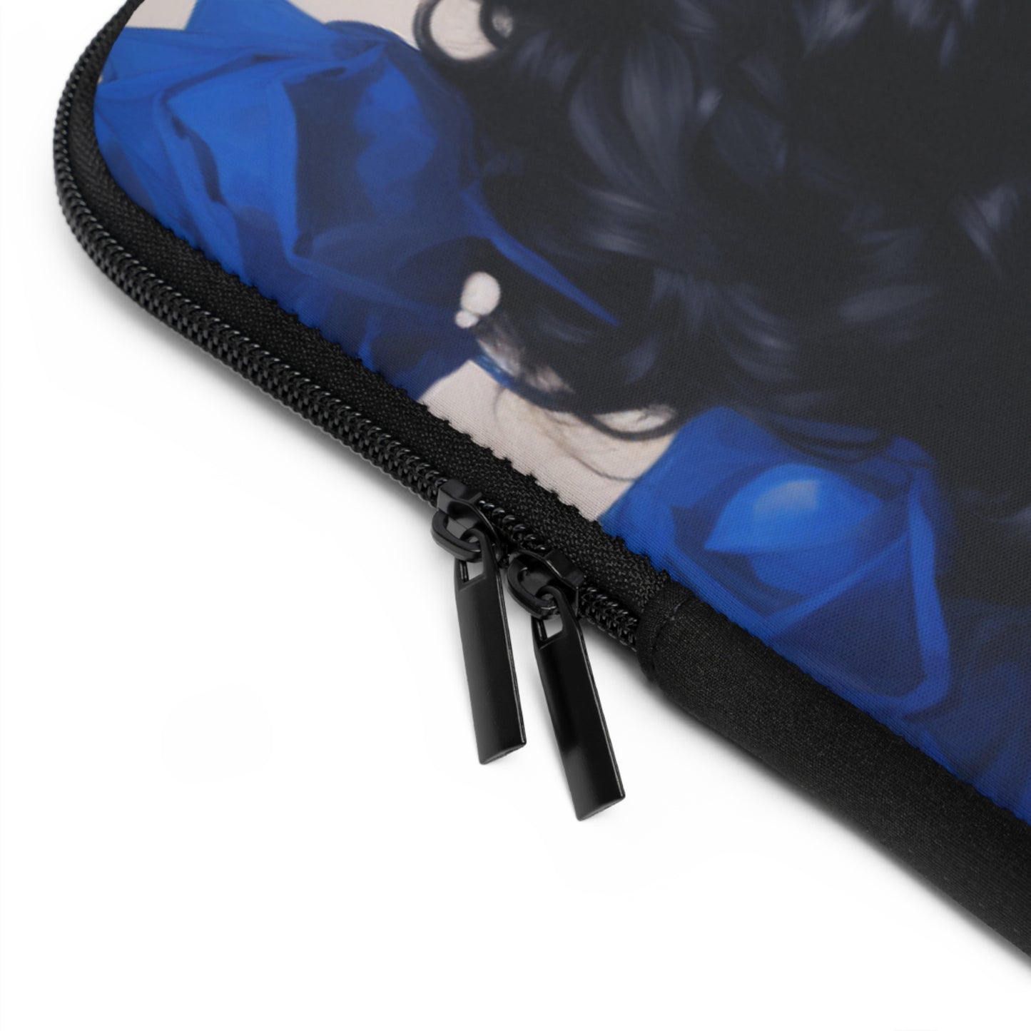 Black Woman With Blue Flowers Laptop Sleeve