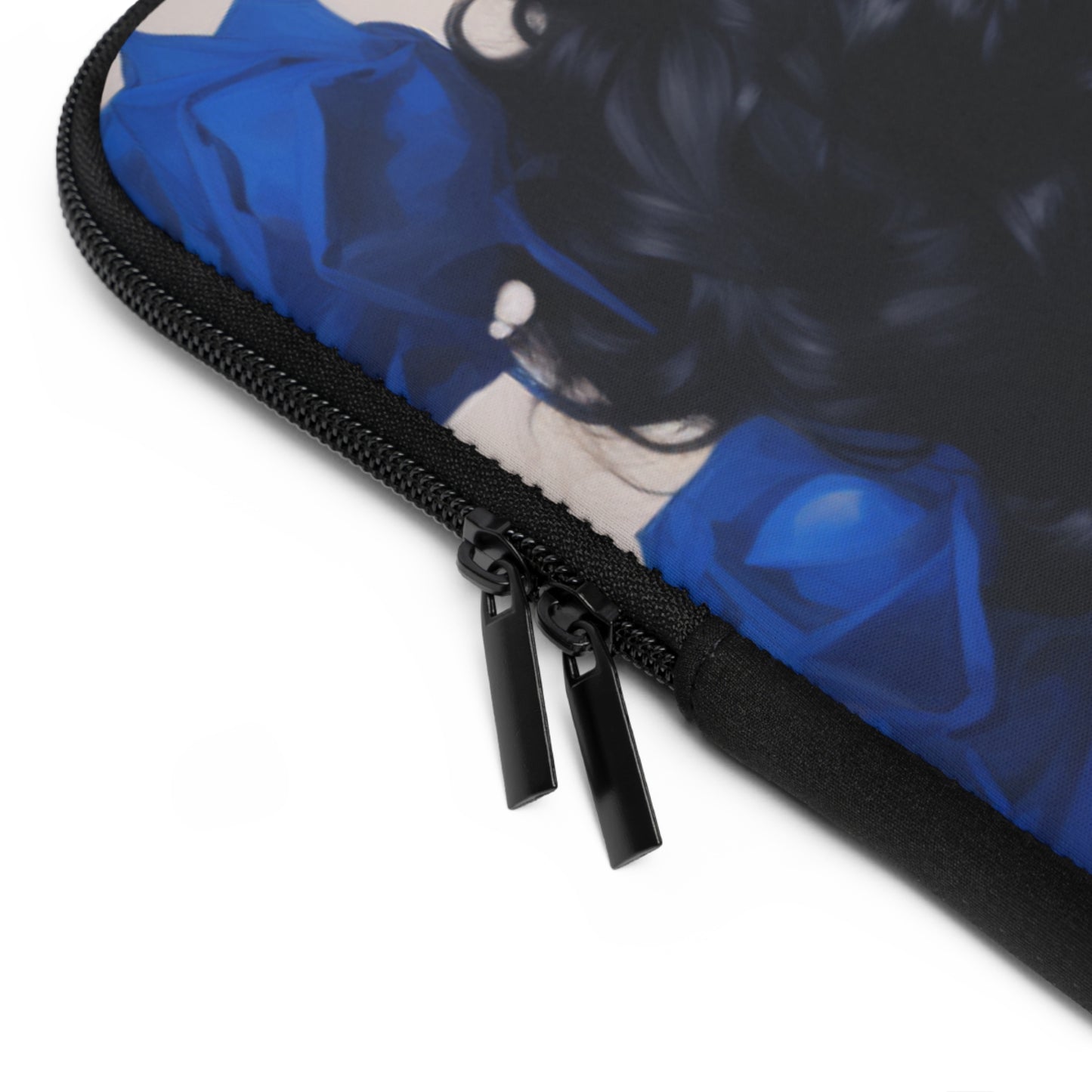 Black Woman With Blue Flowers Laptop Sleeve