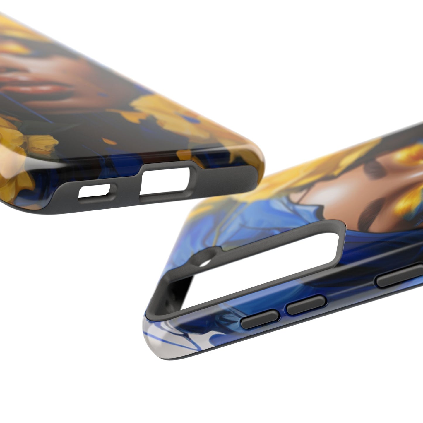 Stunning in Blue and Gold Beautiful Black Woman Tough Phone Case