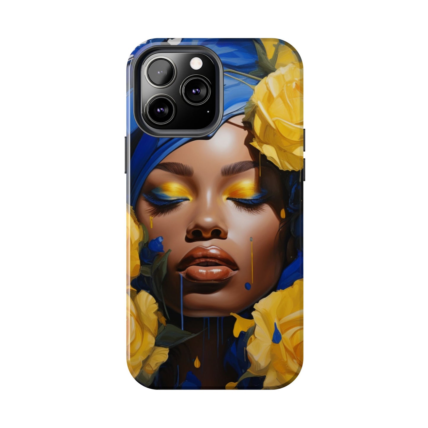 Stunning in Blue and Gold Beautiful Black Woman Tough Phone Case