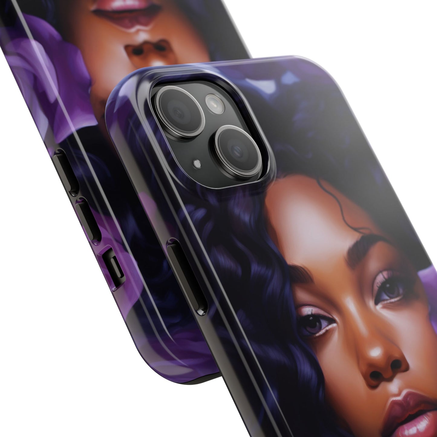 Beautiful Black Woman With Purple Flowers Tough Phone Case