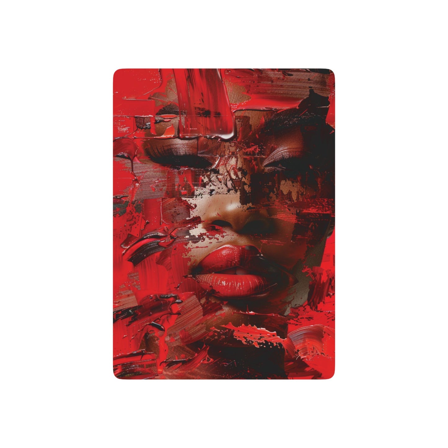 Red Faced Woman Poker Playing Cards - Stylish Design for Card Games