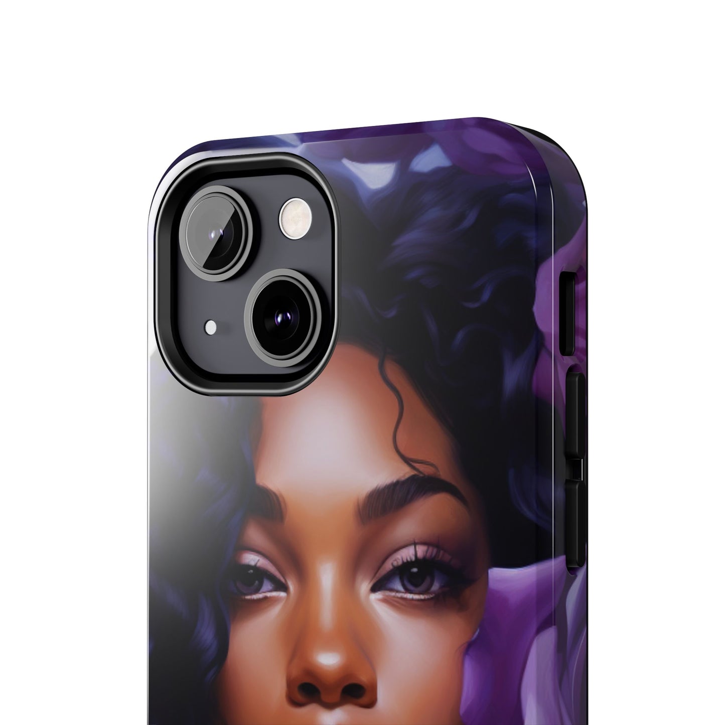 Beautiful Black Woman With Purple Flowers Tough Phone Case