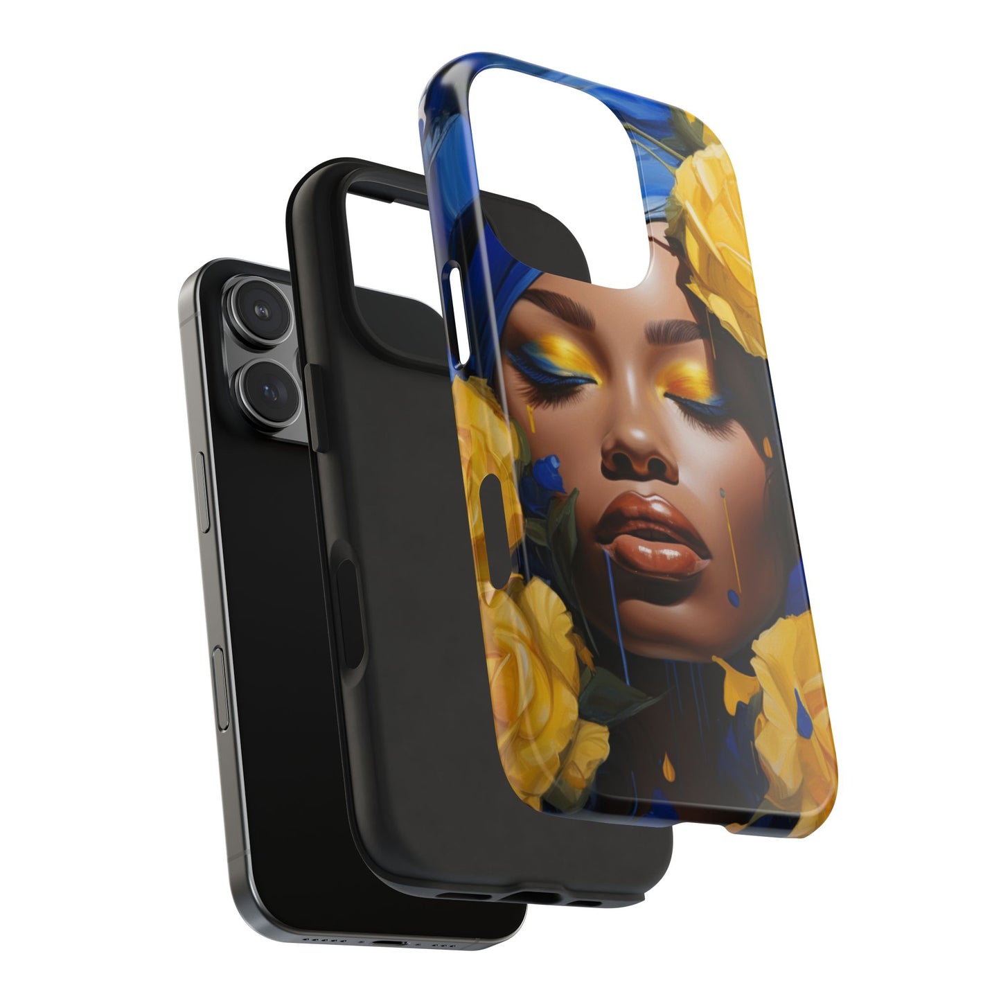 Stunning in Blue and Gold Beautiful Black Woman Tough Phone Case