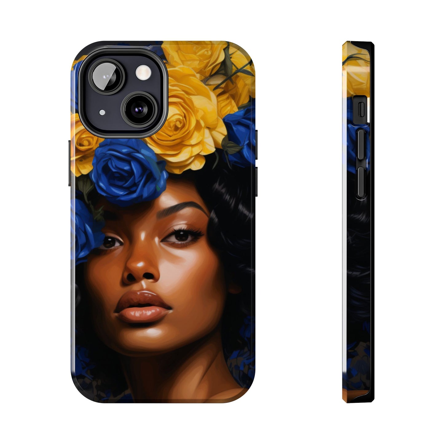 Stunning in Blue and Gold Beautiful Black Woman Tough Phone Case