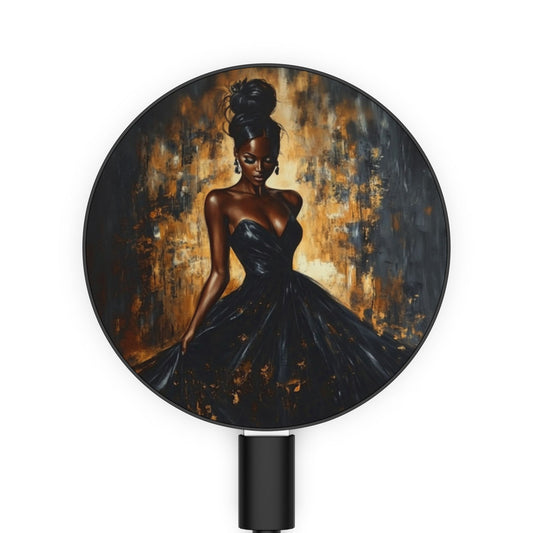 Stunning Woman in Black Dress Magnetic Induction Charger