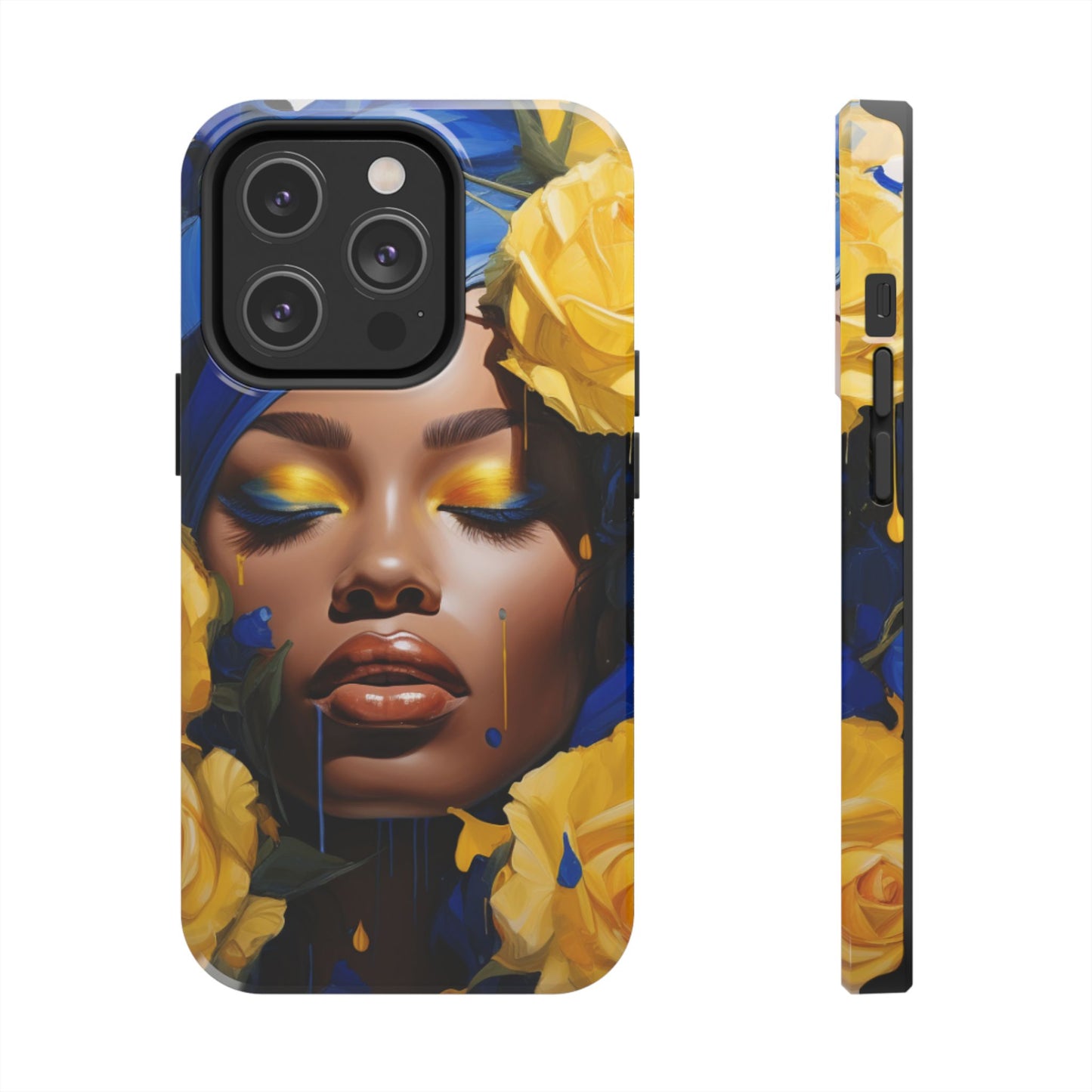 Stunning in Blue and Gold Beautiful Black Woman Tough Phone Case