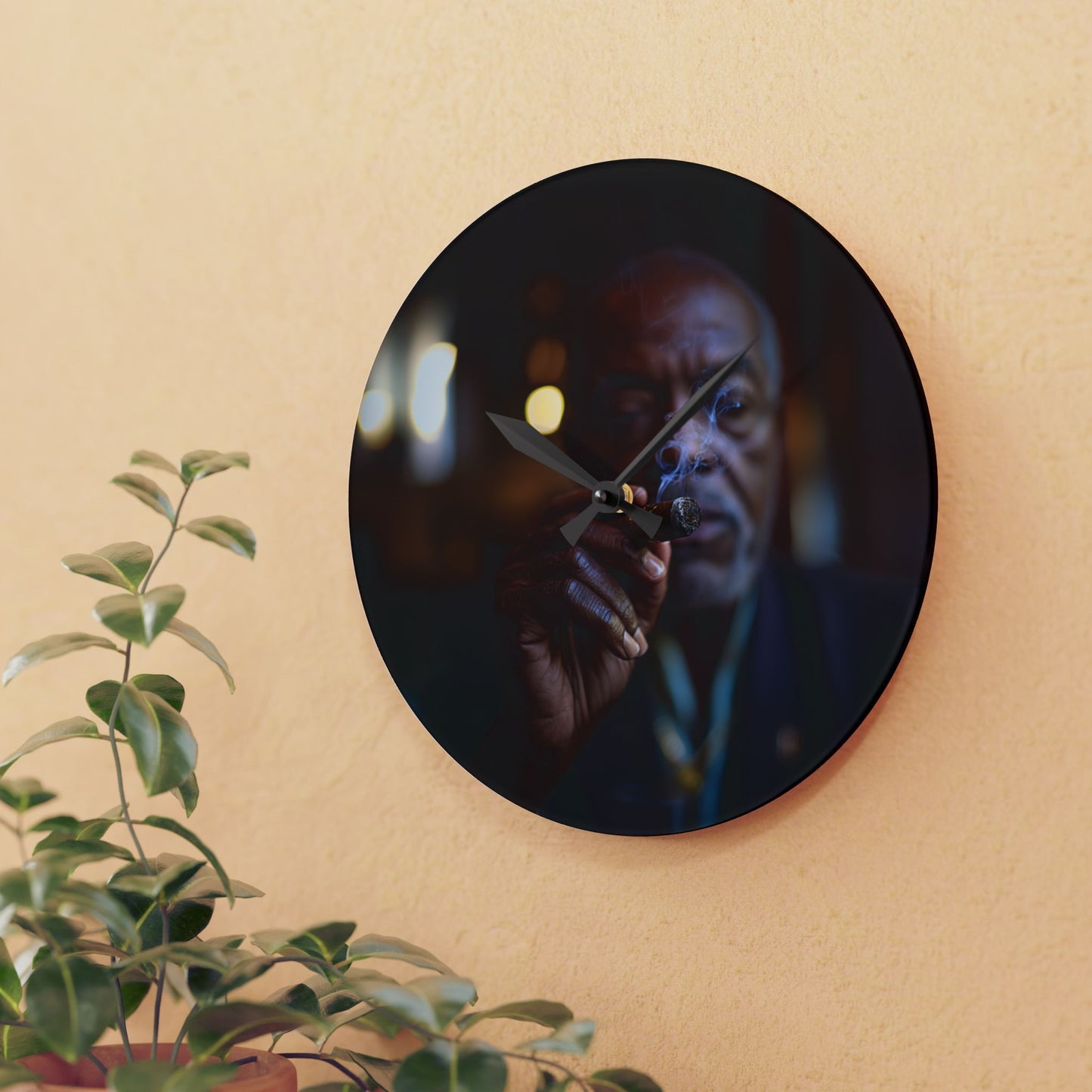 Distinguished Gentleman With A Cigar Acrylic Wall Clock