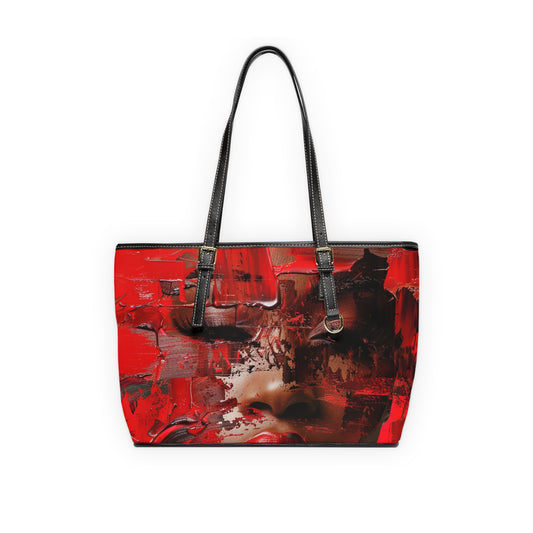 Red Faced Woman PU Leather Shoulder Bag