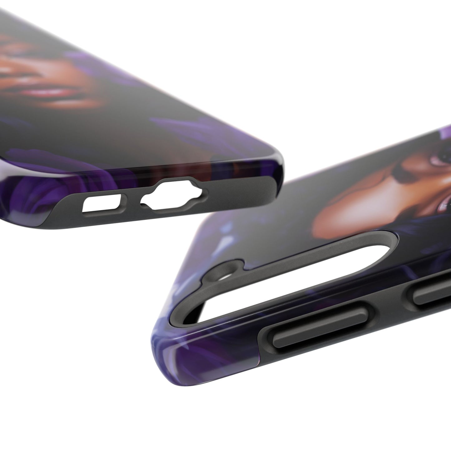 Beautiful Black Woman With Purple Flowers Tough Phone Case