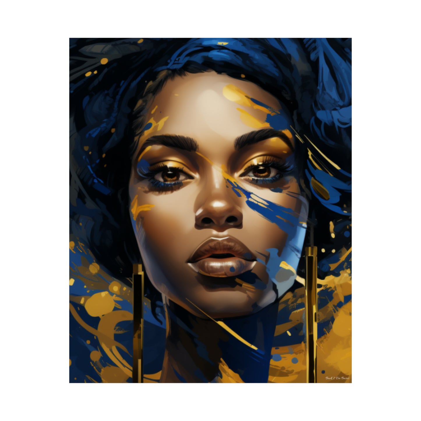 Stunning In Blue and Gold Black Woman Vertical Poster