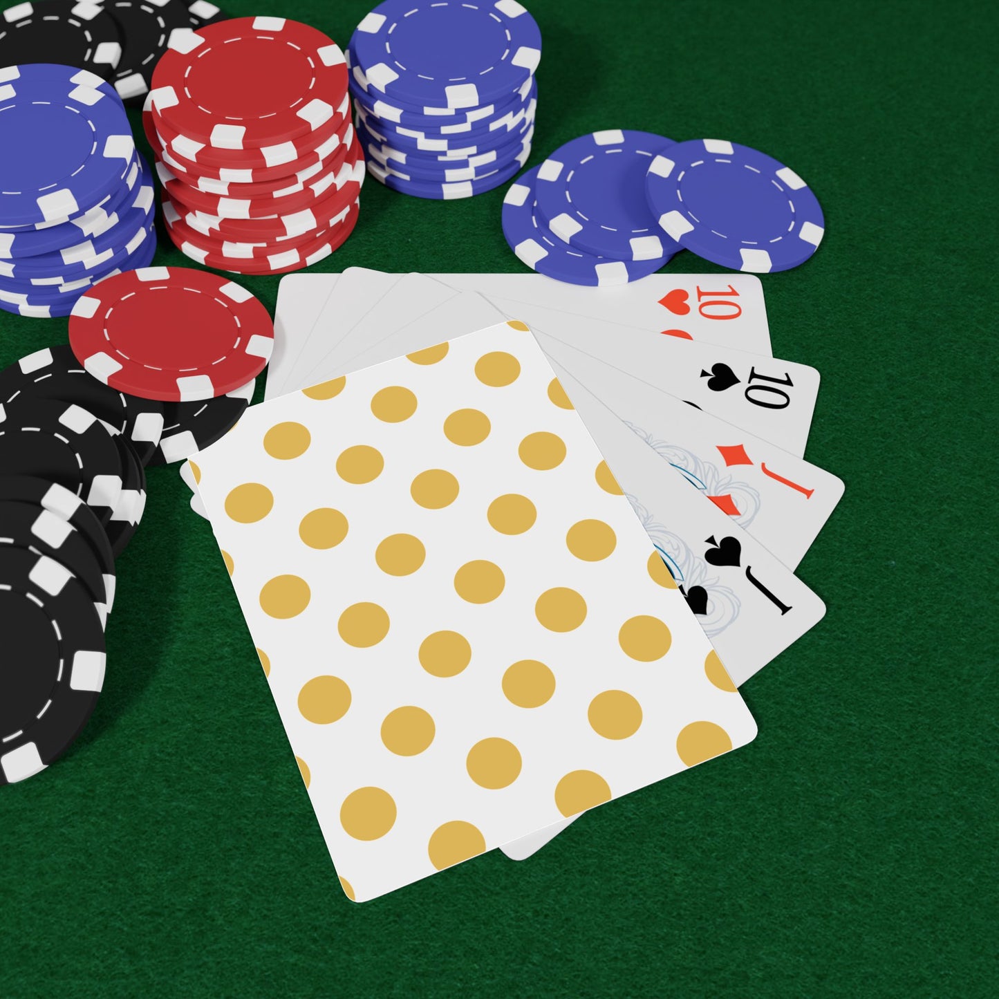 Gold Polka Dots Poker Playing Cards - Stylish Design for Card Games