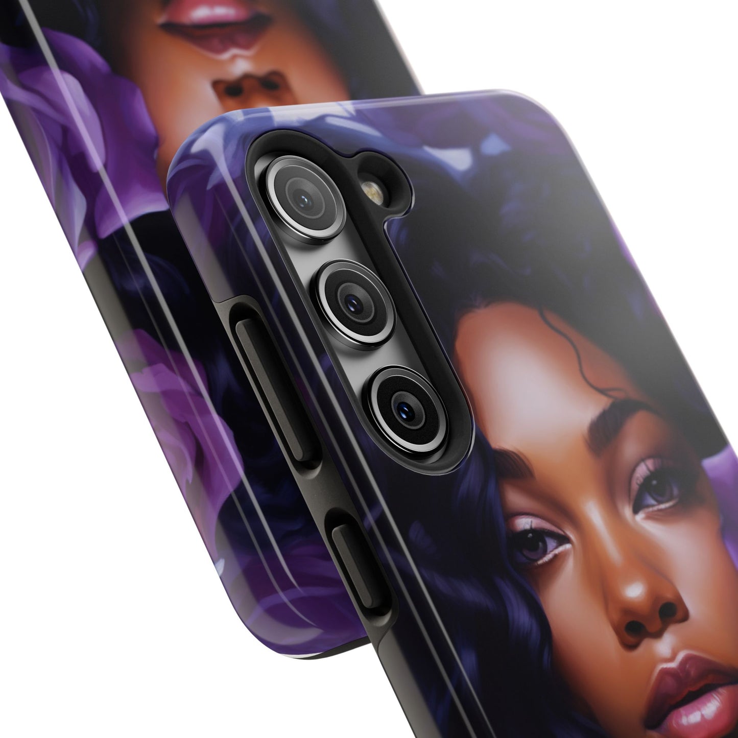 Beautiful Black Woman With Purple Flowers Tough Phone Case