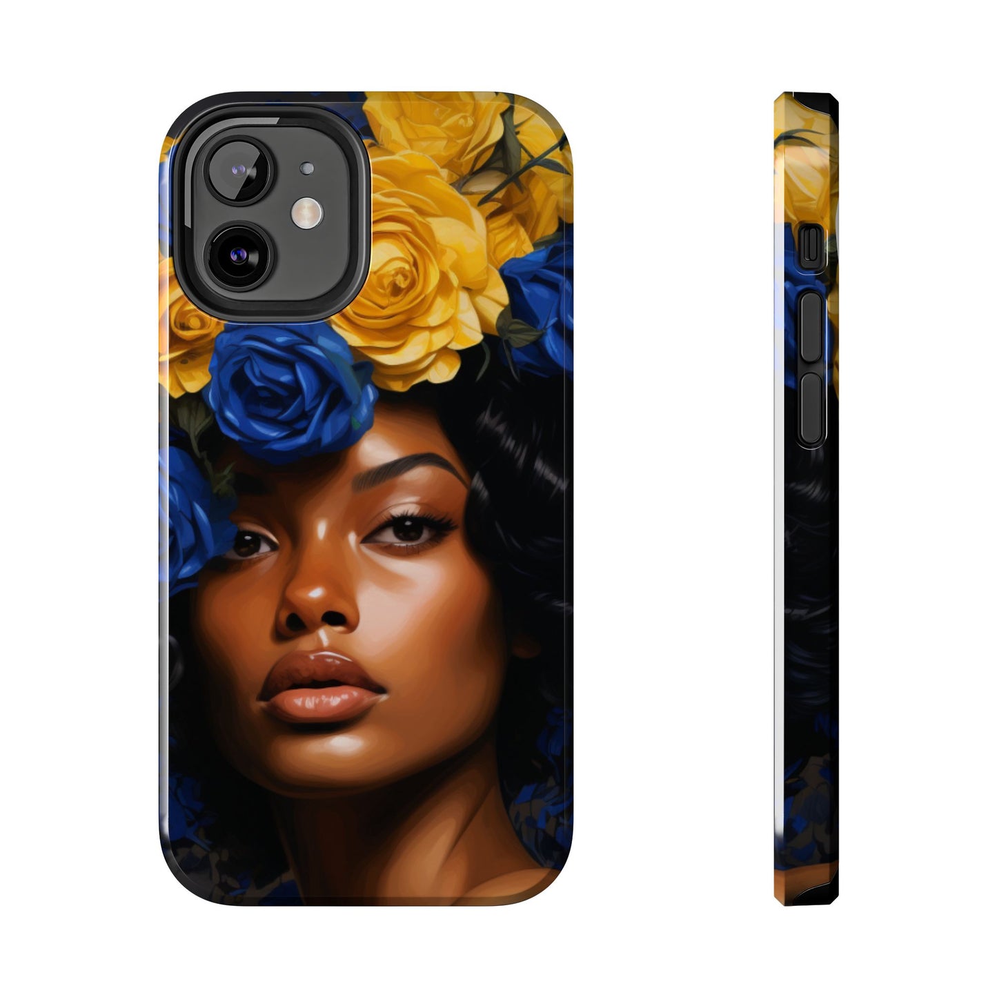 Stunning in Blue and Gold Beautiful Black Woman Tough Phone Case