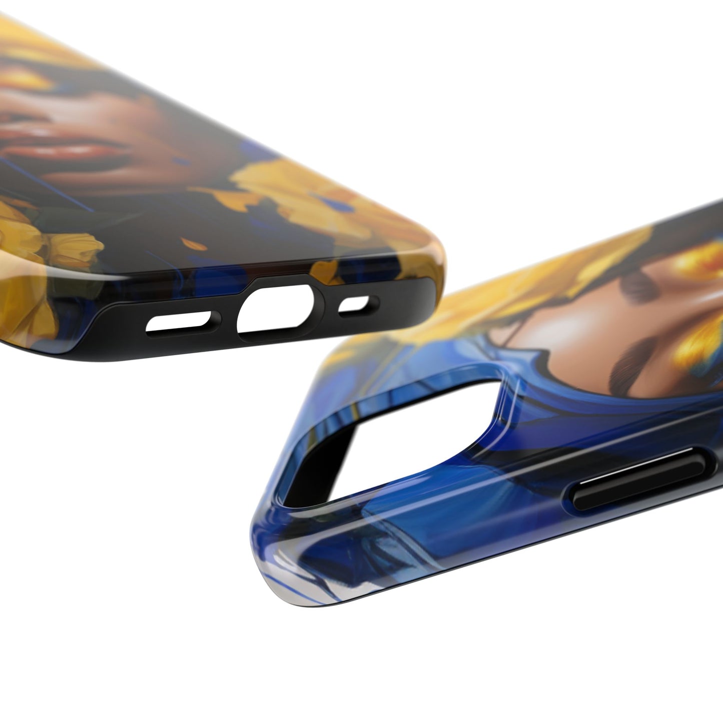 Stunning in Blue and Gold Beautiful Black Woman Tough Phone Case