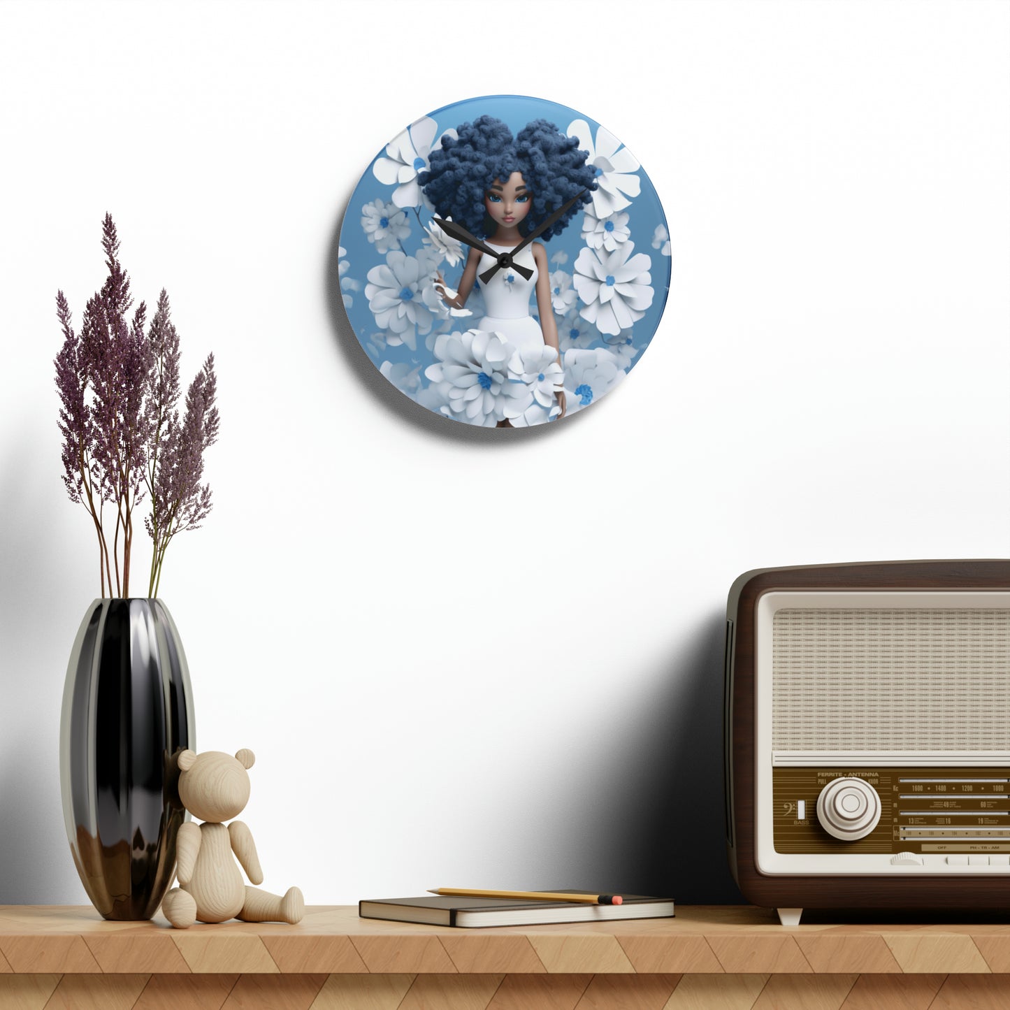 Blue Fairy Acrylic Wall Clock