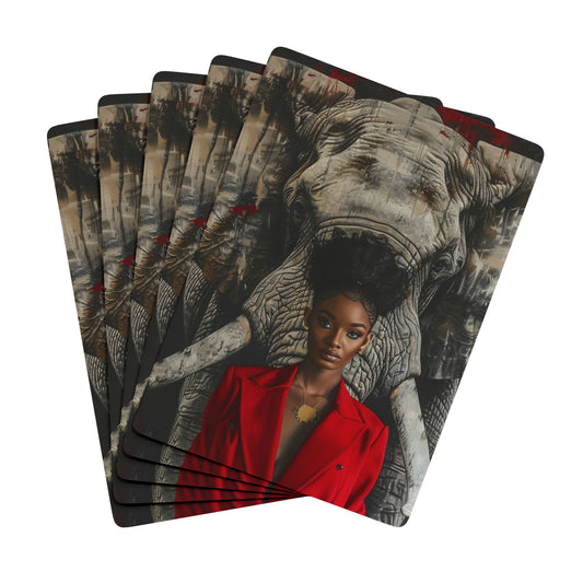 Diva and a Protective Elephant Elegant Poker Playing Cards - Stylish Design for Card Games