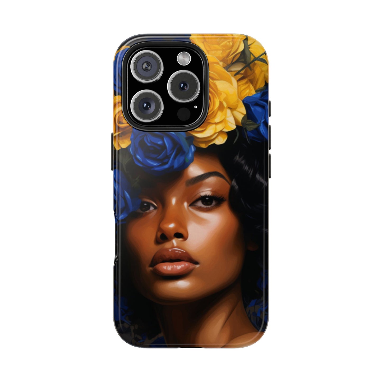 Stunning in Blue and Gold Beautiful Black Woman Tough Phone Case