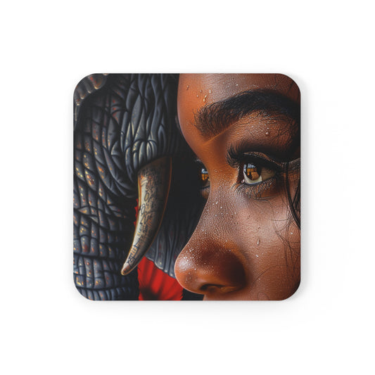 Elephant and a Diva Corkwood Coaster Set