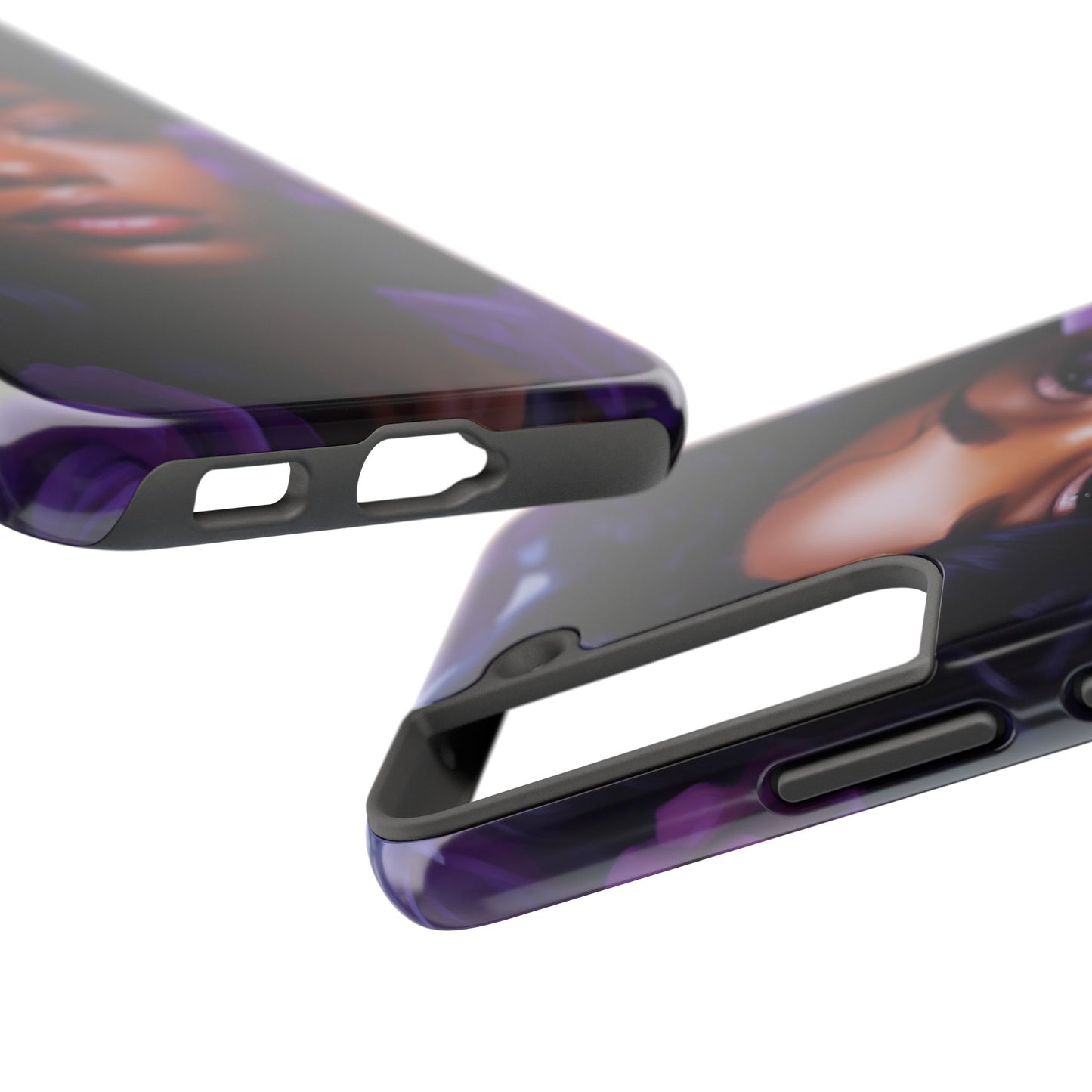 Beautiful Black Woman With Purple Flowers Tough Phone Case