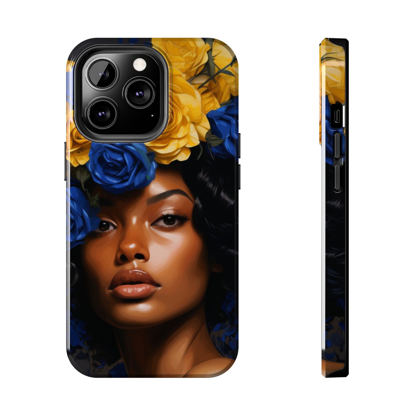 Stunning in Blue and Gold Beautiful Black Woman Tough Phone Case