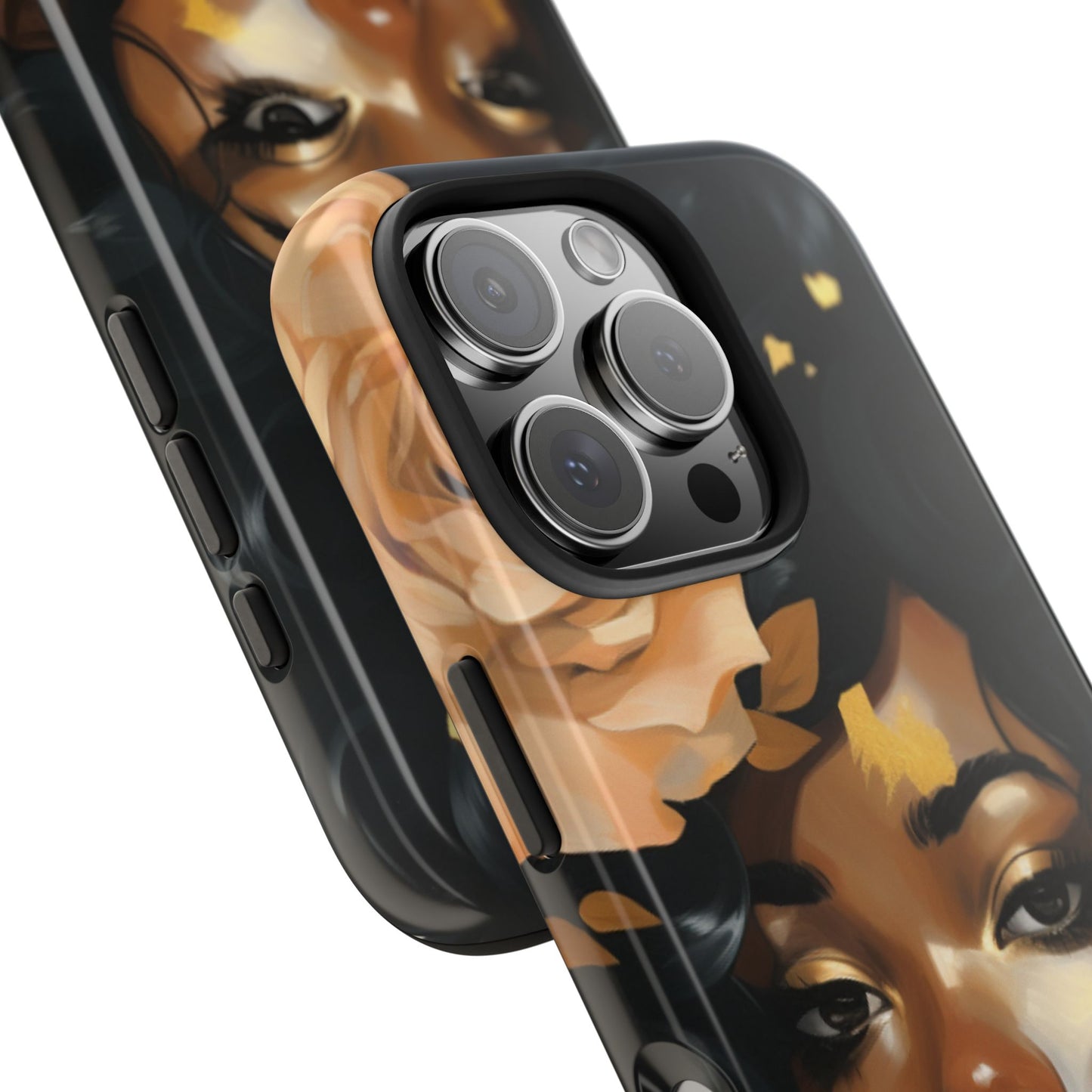 Beautiful Black Woman With Gold Flowers Tough Phone Case