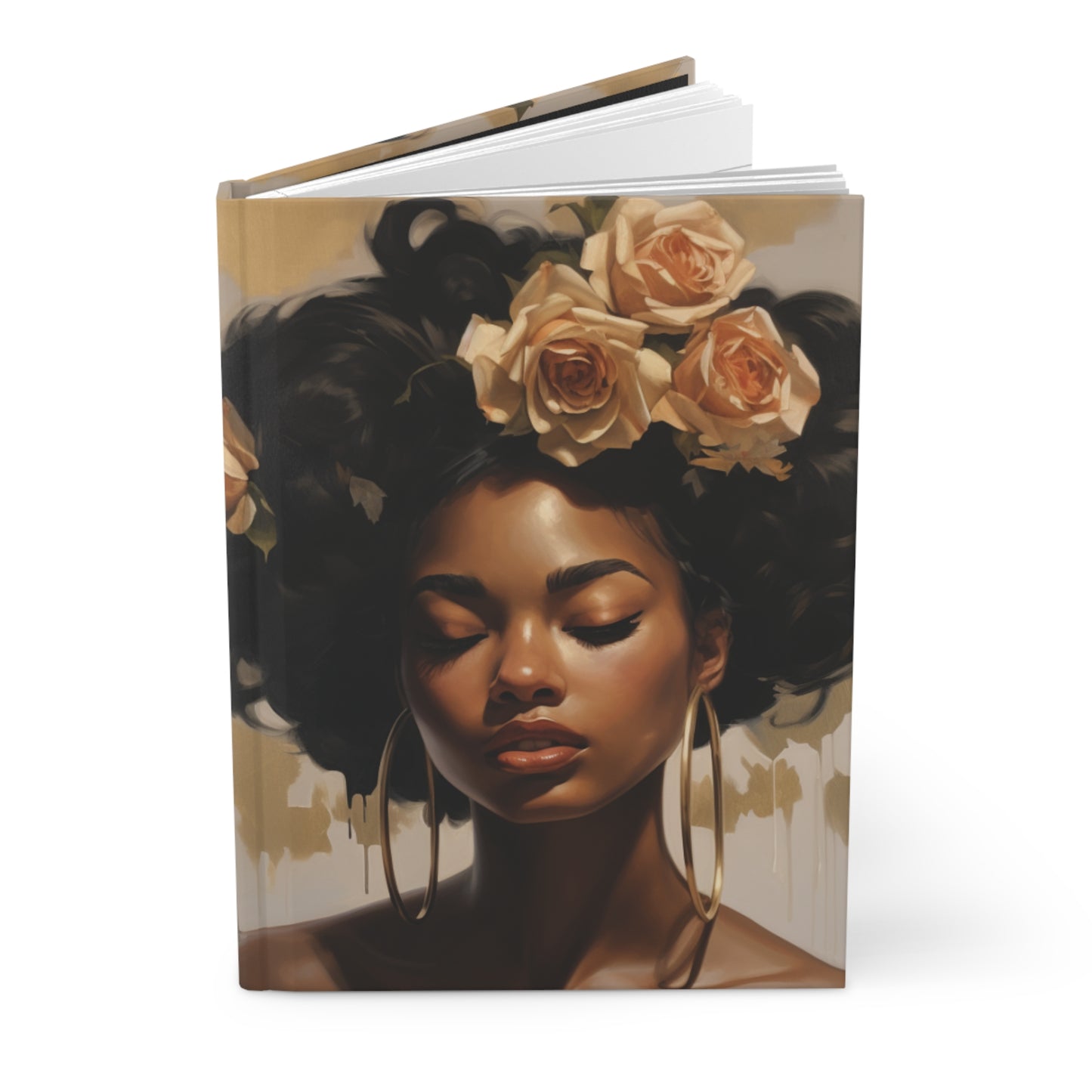 Beautiful Black Woman (Gold Flowers #4) Journal  | Black Art | Black Woman Art | Gratitude Journal | Self-Care | Black Owned