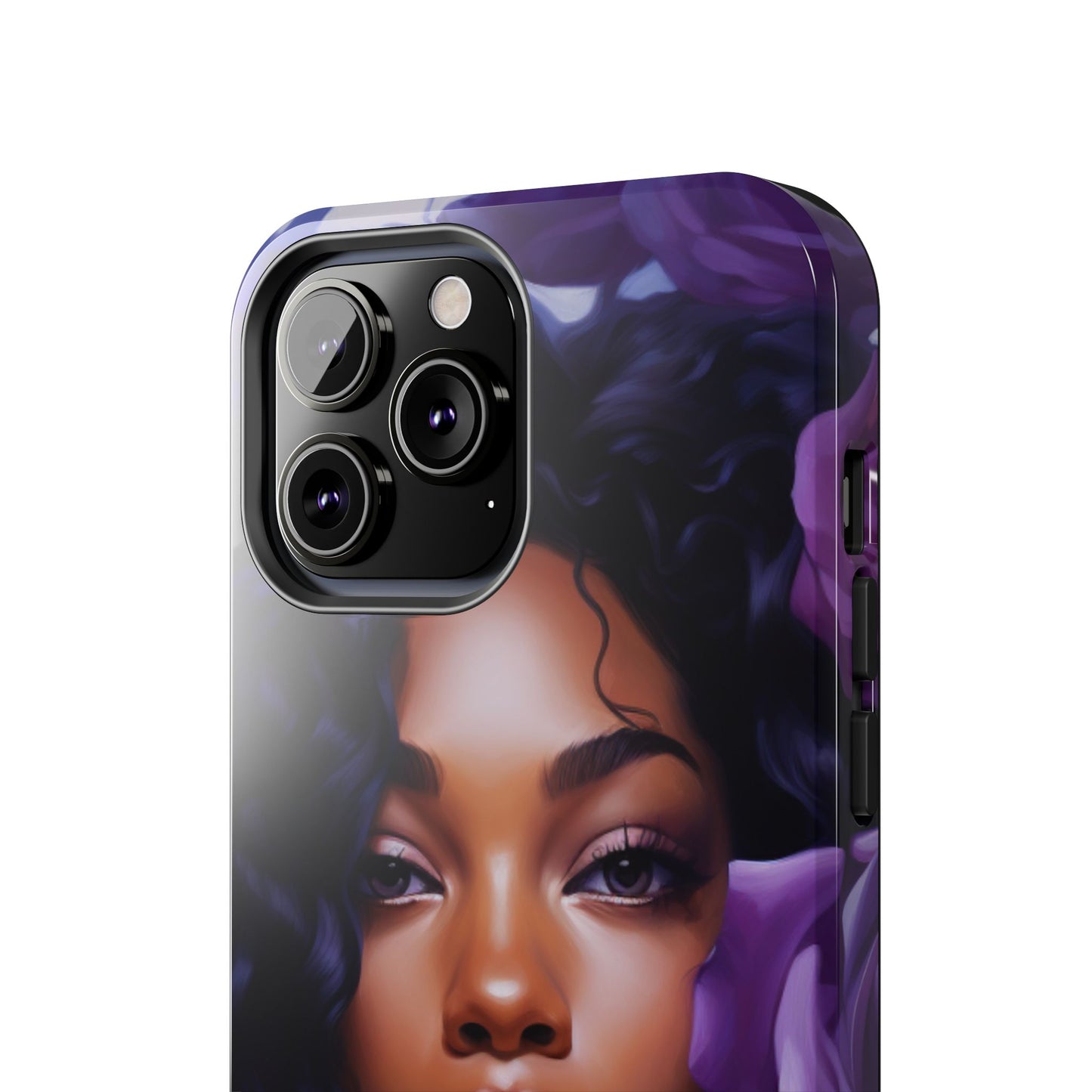 Beautiful Black Woman With Purple Flowers Tough Phone Case