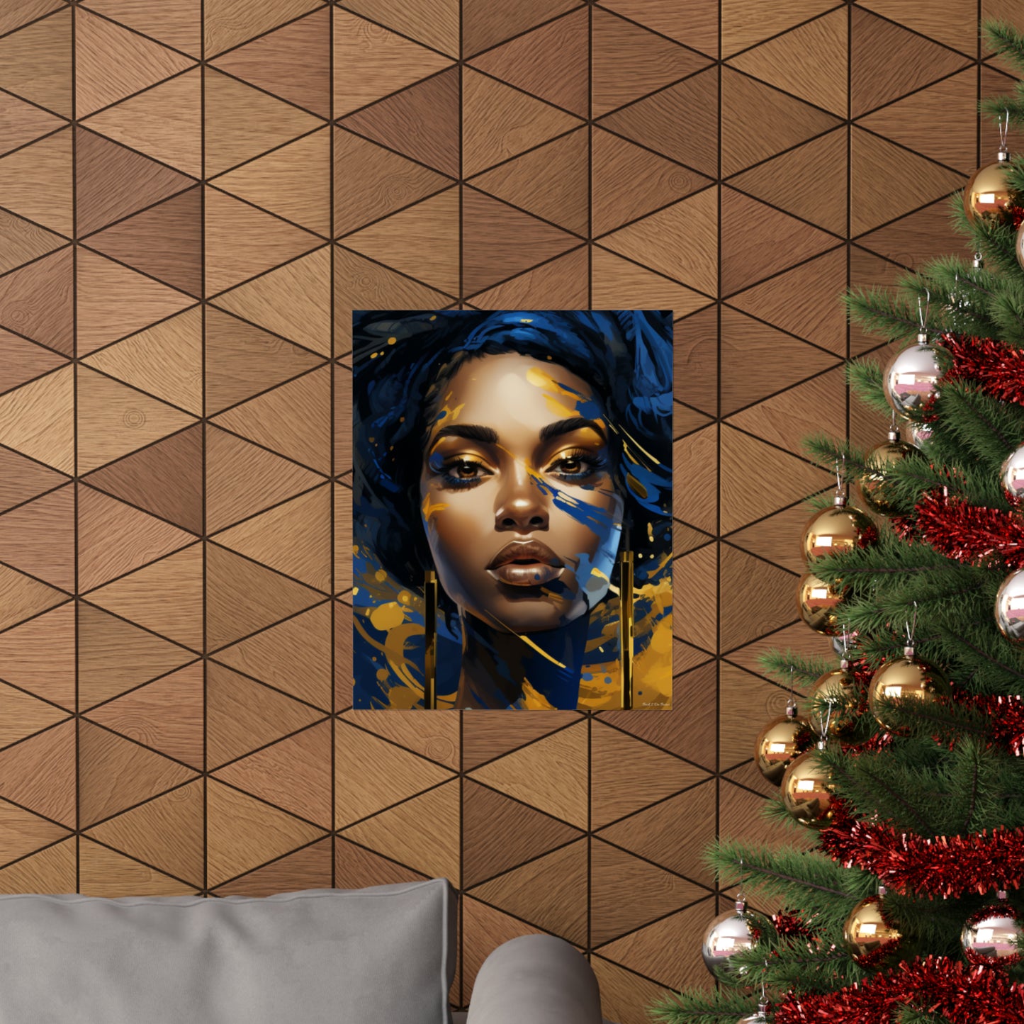 Stunning In Blue and Gold Black Woman Vertical Poster