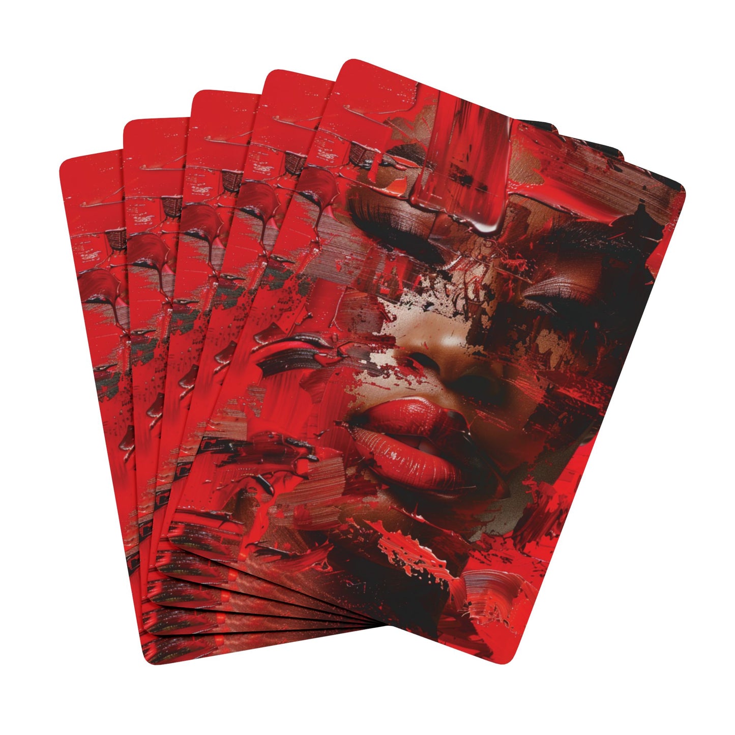 Red Faced Woman Poker Playing Cards - Stylish Design for Card Games