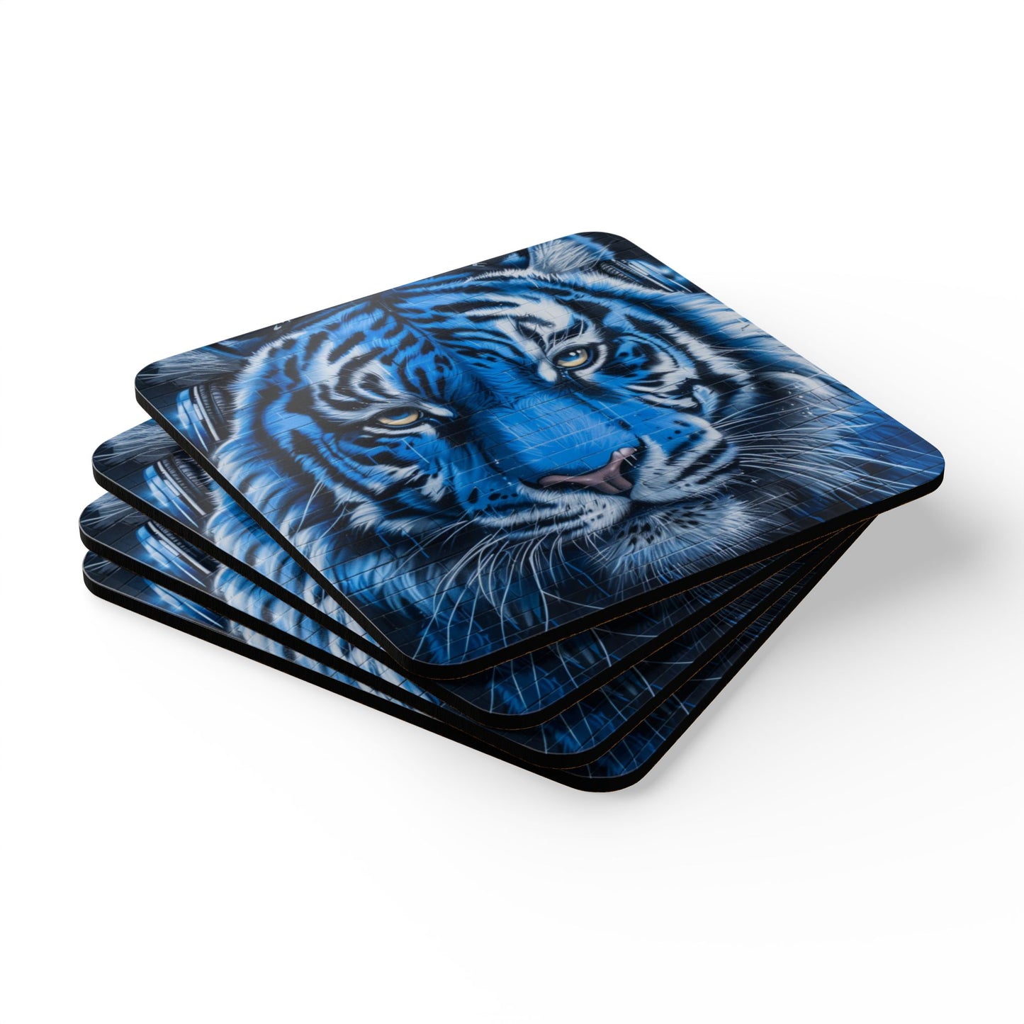 Blue Tiger Corkwood Coaster Set