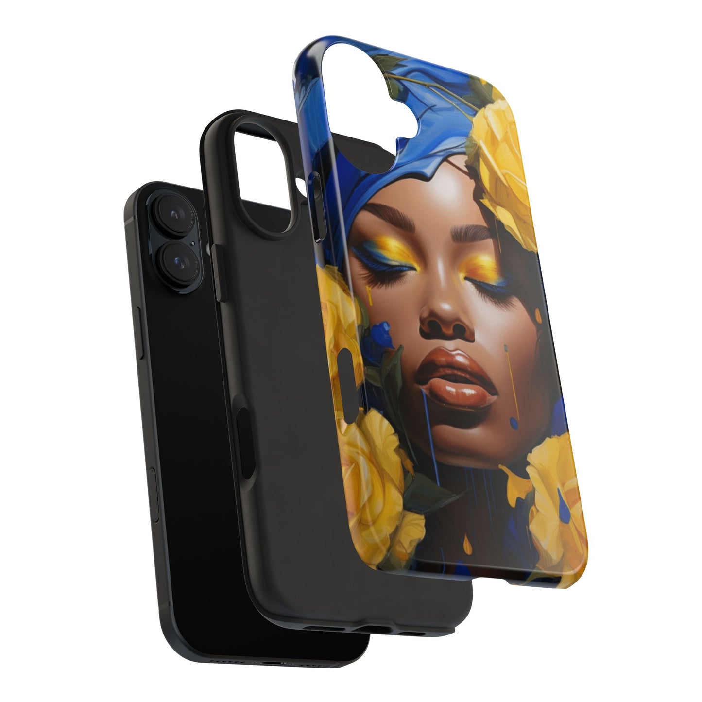 Stunning in Blue and Gold Beautiful Black Woman Tough Phone Case