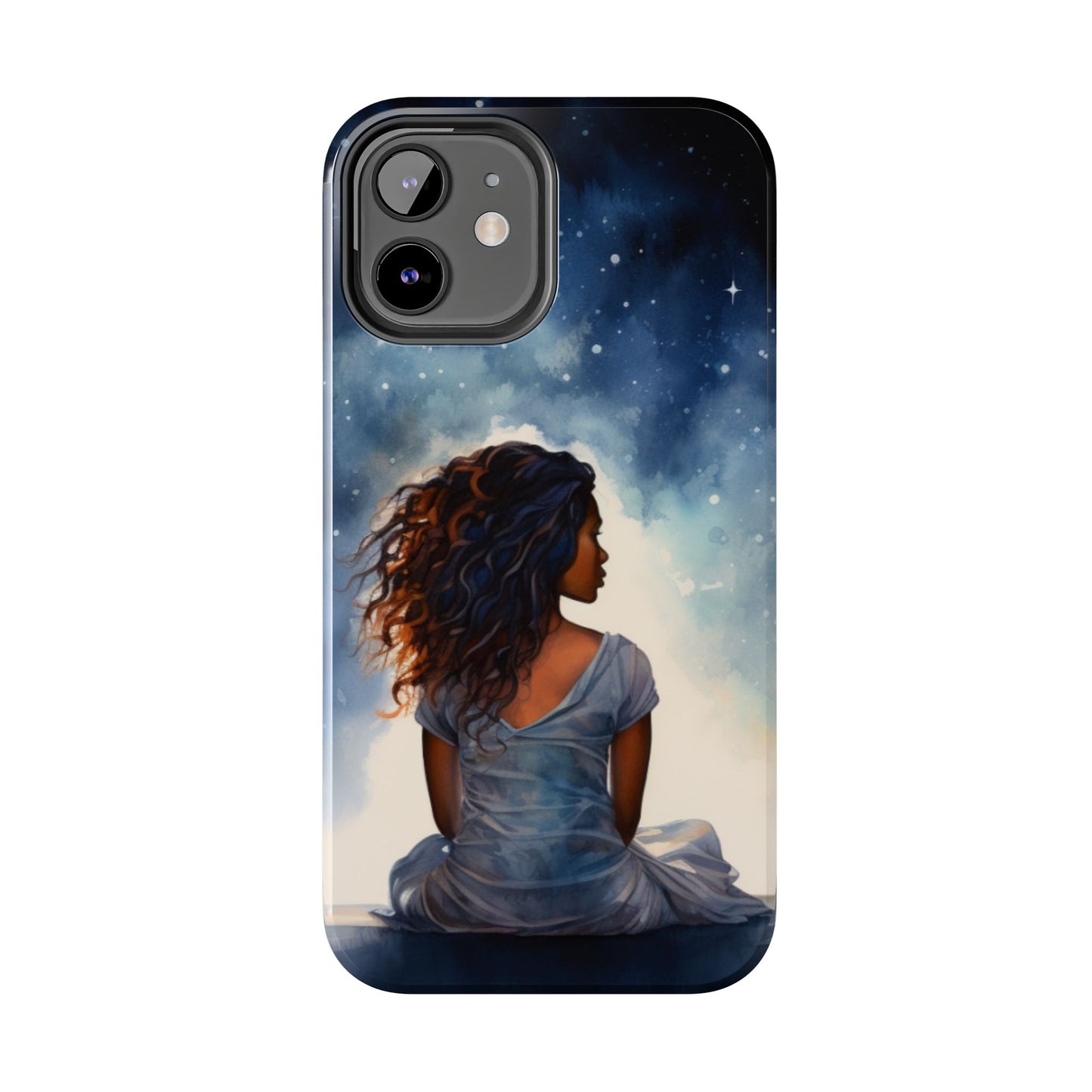 Beautiful Black Woman and Starry Night Tough Phone Case