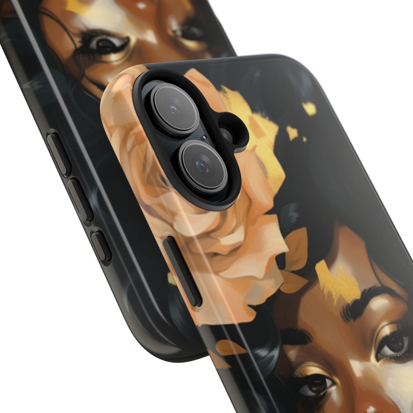 Beautiful Black Woman With Gold Flowers Tough Phone Case