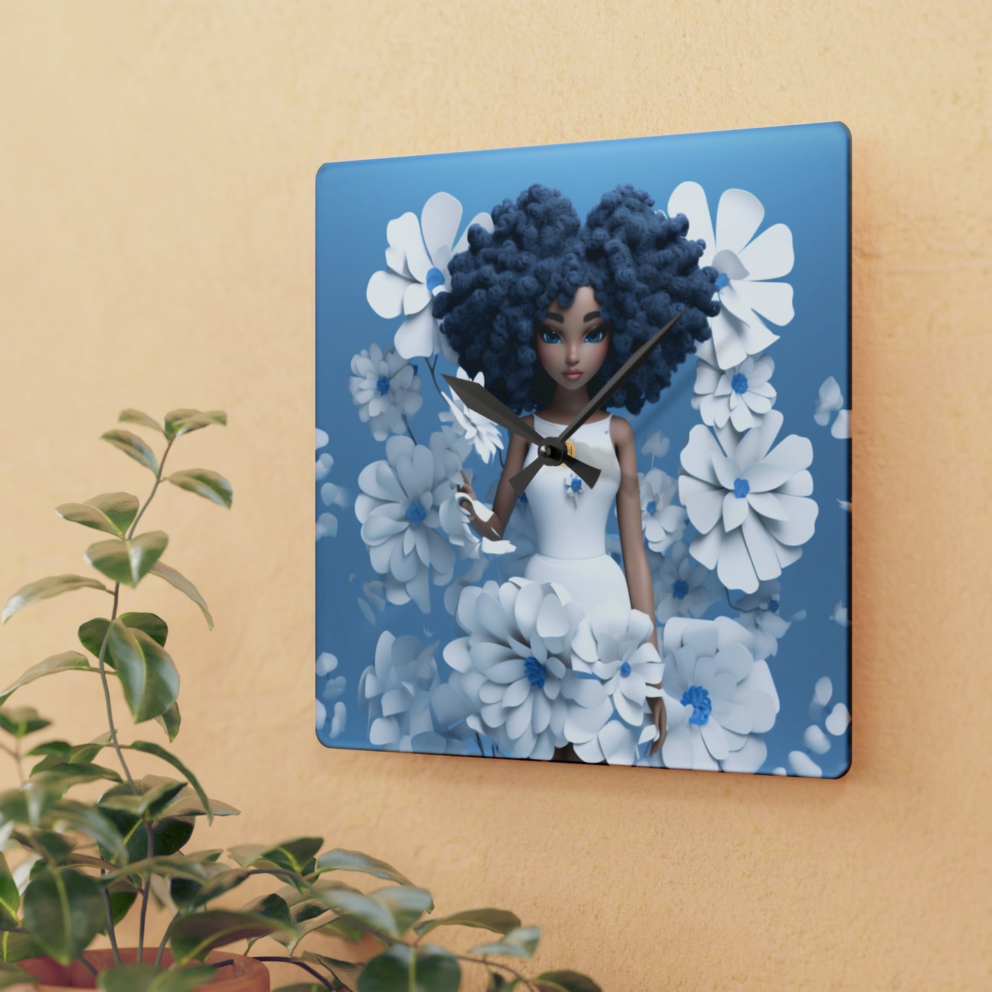 Blue Fairy Acrylic Wall Clock