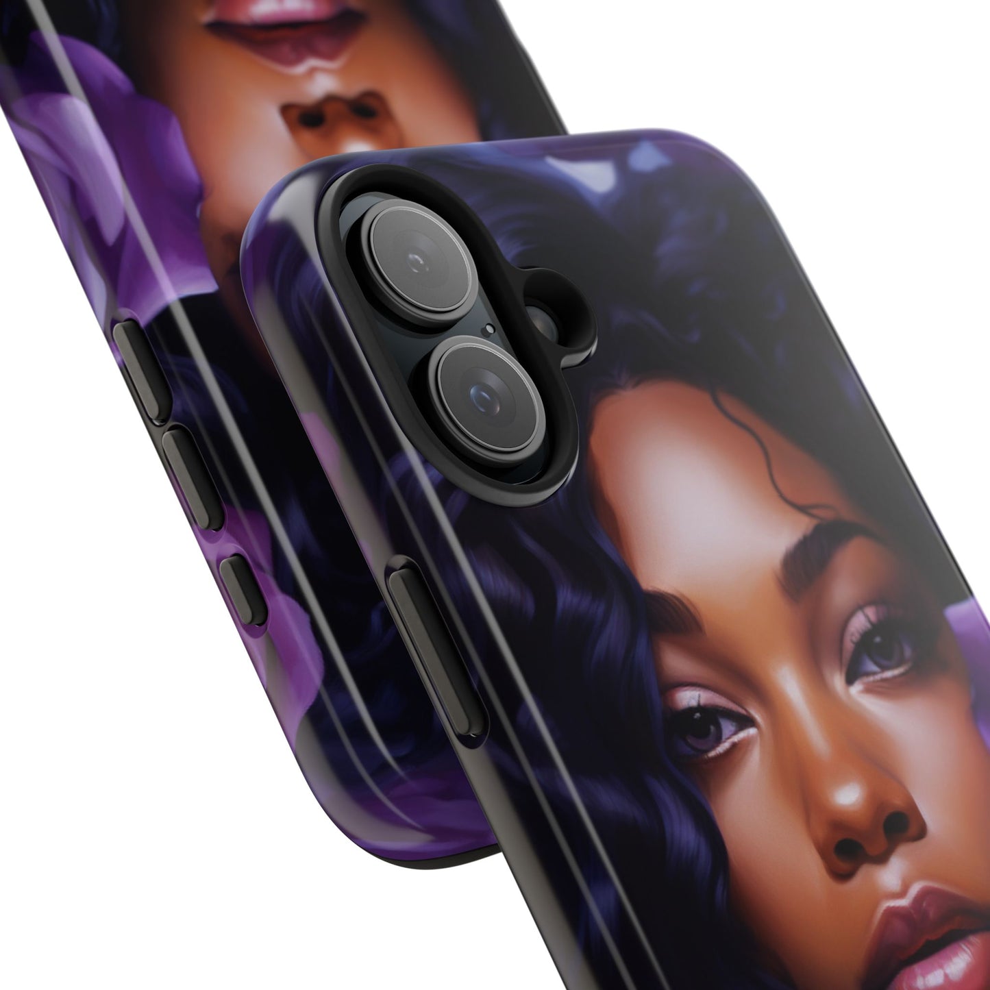 Beautiful Black Woman With Purple Flowers Tough Phone Case