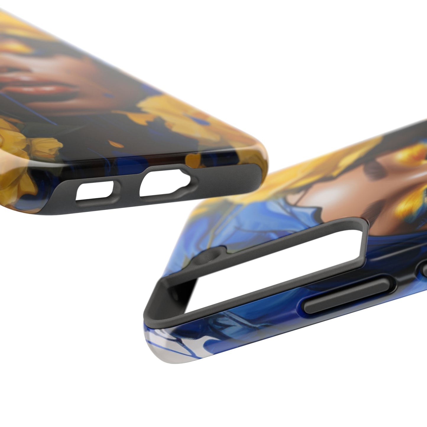 Stunning in Blue and Gold Beautiful Black Woman Tough Phone Case