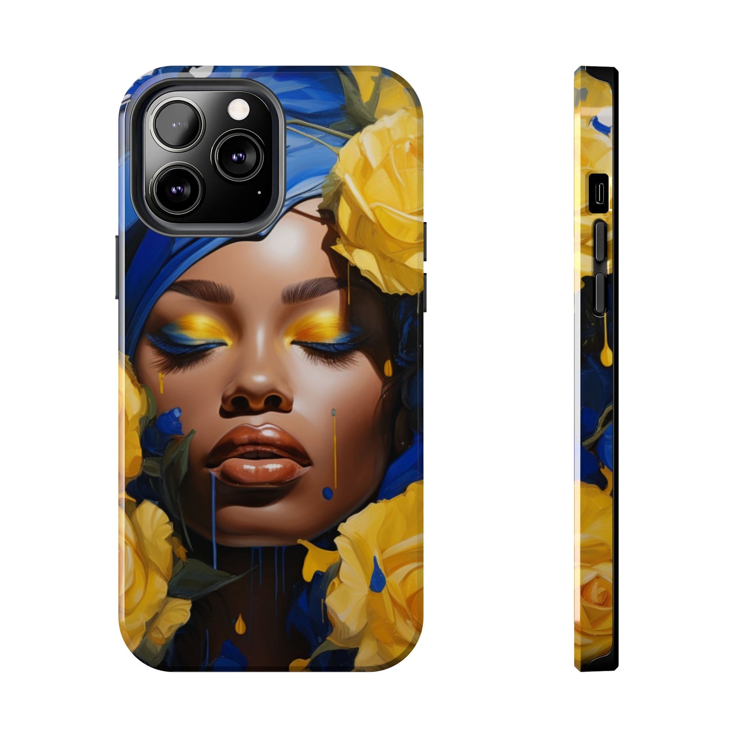 Stunning in Blue and Gold Beautiful Black Woman Tough Phone Case