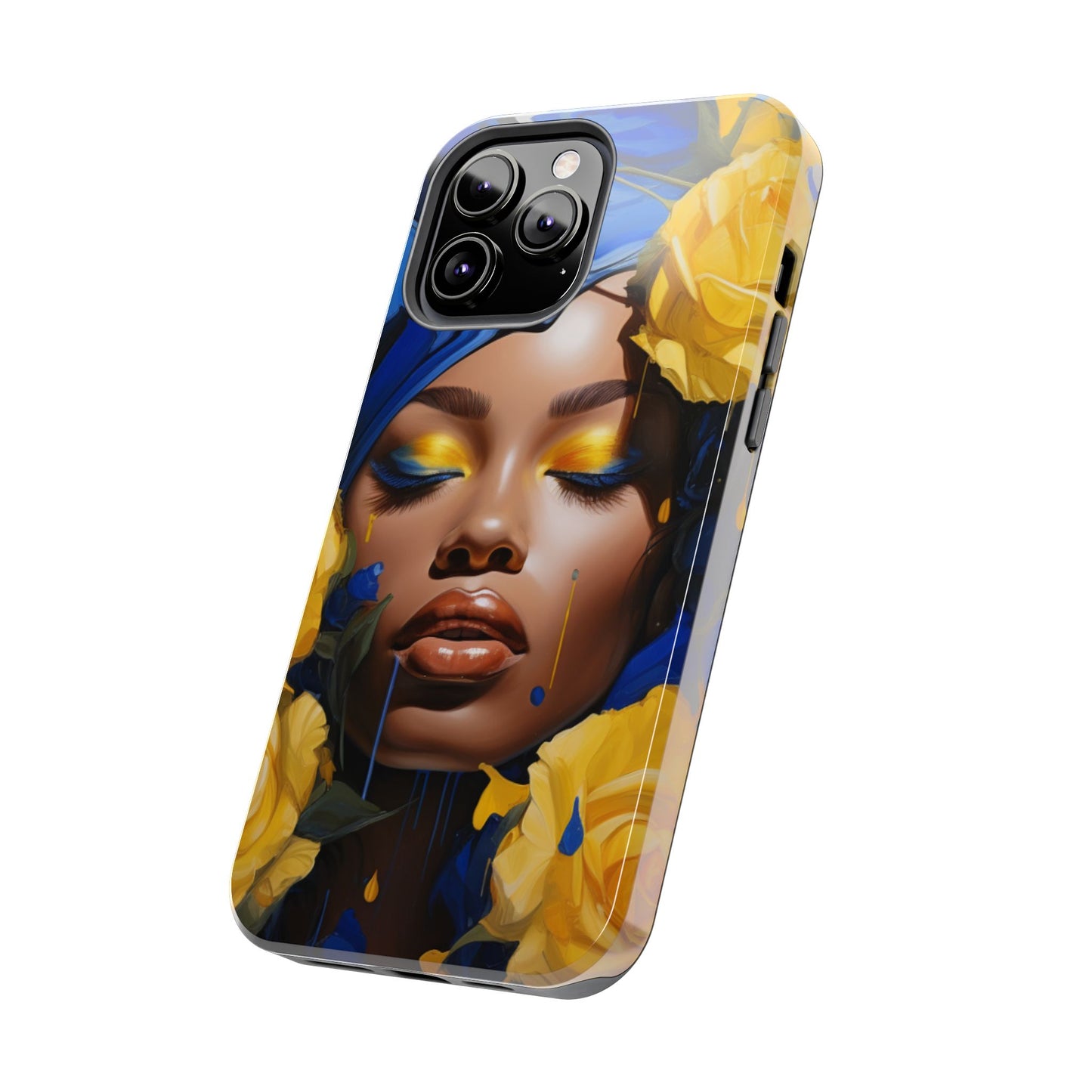 Stunning in Blue and Gold Beautiful Black Woman Tough Phone Case