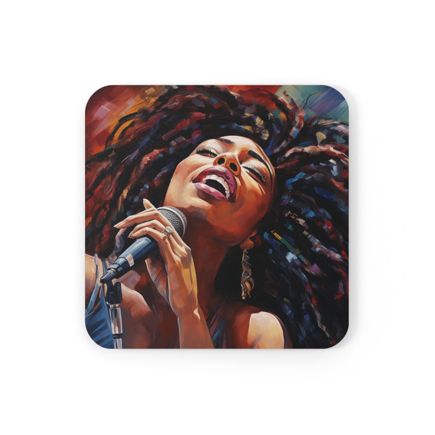 Jazzy Woman Singer Corkwood Coaster Set of 4