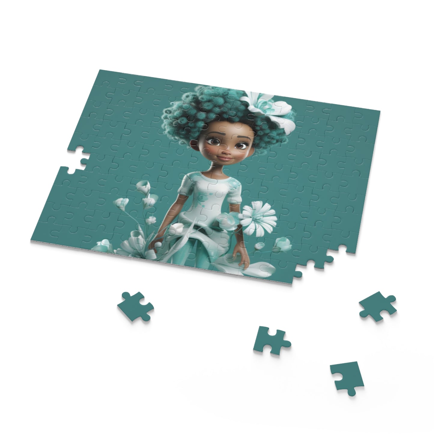 Beautiful Black Fairy (Teal) Jigsaw Puzzle (120, 252, 500-Piece)