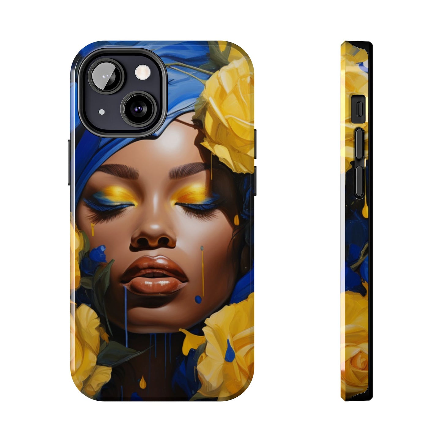 Stunning in Blue and Gold Beautiful Black Woman Tough Phone Case