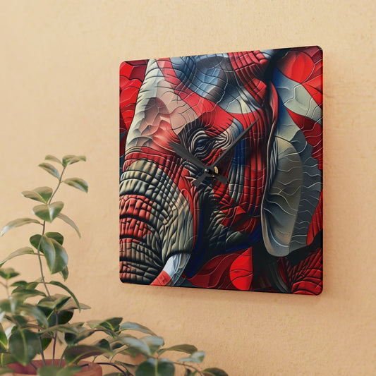 Red Elephant Acrylic Wall Clock